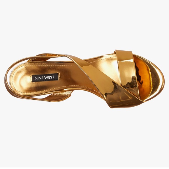 Nine West Golden Itzel dress mirrored sandals size 8 No Box - Picture 4 of 15